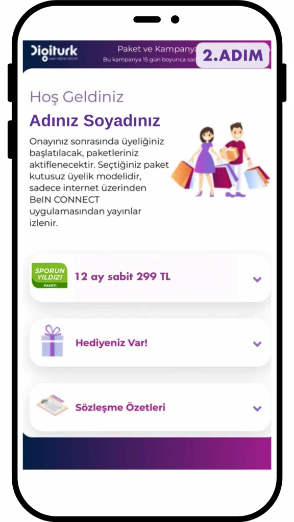 Başvuru onay sayfasında paket detaylarını inceleme ekranı